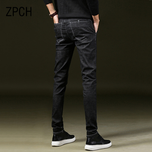 黑色牛仔裤男2025新款春秋弹力高腰显瘦显高修身小脚裤子潮牌高端