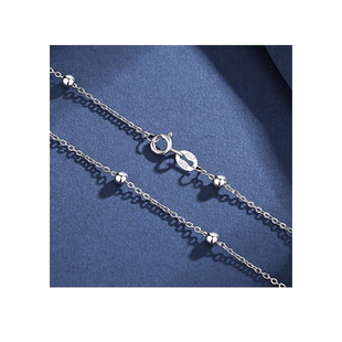 S925银锁骨链女珠链40-55cm素链银项链无吊坠裸链长款素链间珠链