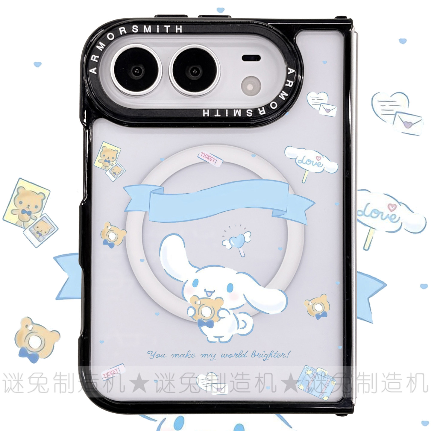 适用于iphoneDuo手机壳折叠屏苹果Duo保护壳折叠MagSafe磁吸透明保护套软边亚克力强磁防摔日系玉桂狗大耳狗