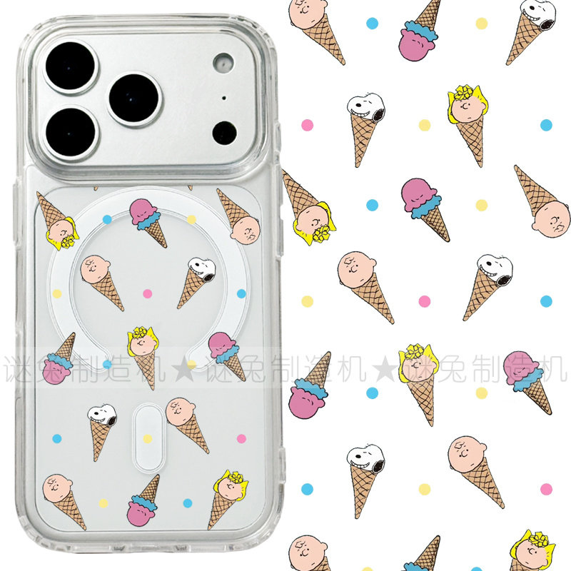 适用iphone17promax苹果17手机壳MagSafe磁吸18支架18promax透明16查理史努比15雪糕14卡通三星保护套16e/17e