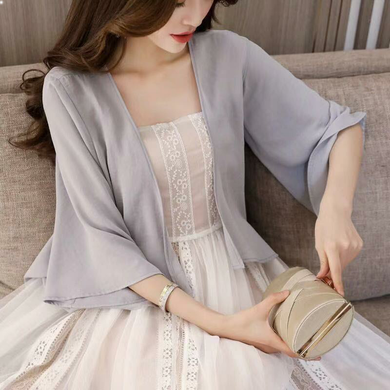 胖mm仙防晒衣女夏季短款雪纺开衫薄外搭仙女披肩防晒衫300斤潮流