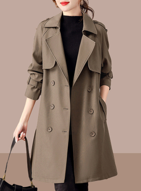 风衣外套女士2025新款双排扣高级感中长款气质显瘦大衣