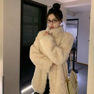 超好看厚羊羔毛外套女百搭贵气感皮毛一体毛毛皮草大衣