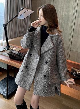 大码女装呢子大衣女秋冬季2025新款高级感中长款气质加厚毛呢外套