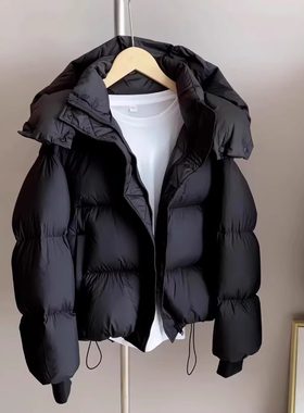 连帽羽绒棉服女短款秋冬季新款小个子加厚棉衣面包服外套宽松棉袄