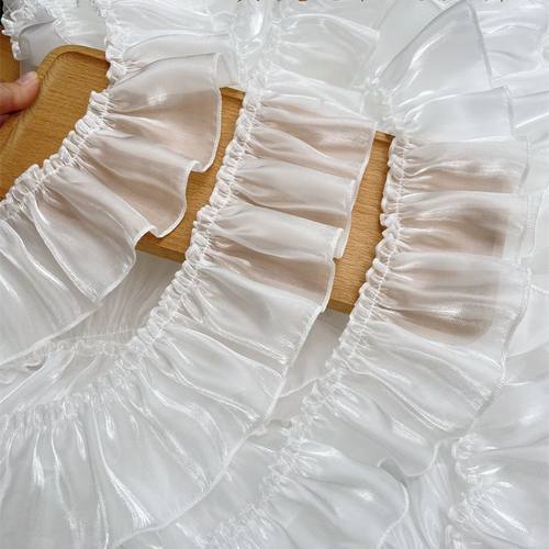 窗帘布艺袖口手工DIY服装宠物装饰多色珠光褶皱木耳蕾丝花边裙摆