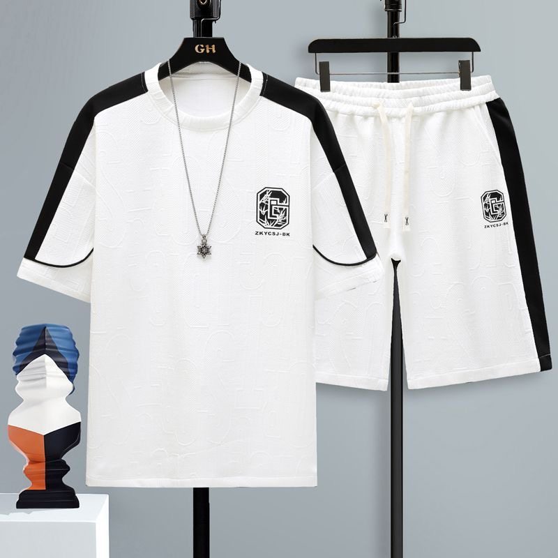 夏季新款休闲运动套装男女同款短袖t恤五分短裤潮流帅气搭配套装