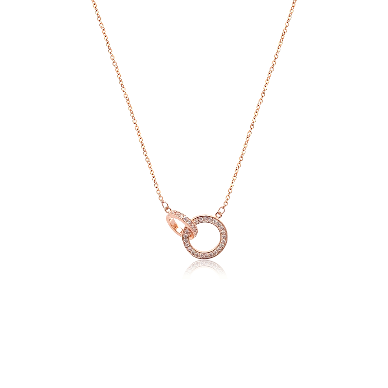 Chomel精致闪耀双圆环吊坠项链