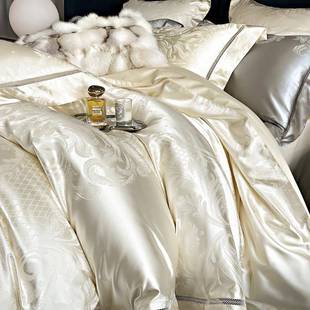 轻奢风S全棉四件套简约风色织提花被套重磅高精密锦缎床上用品