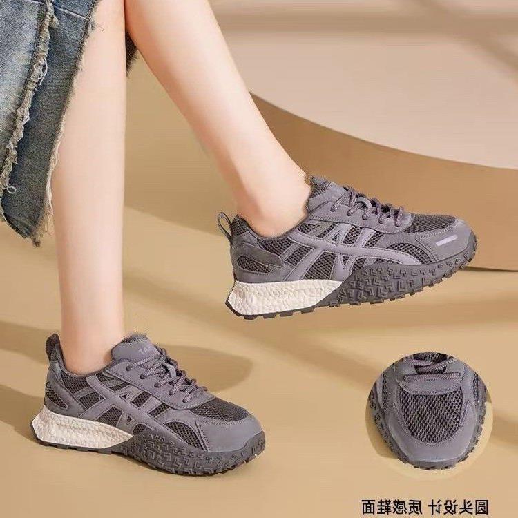 鞋时尚款超新火网面德训鞋女2025秋季运复古软软面底系带动休闲子