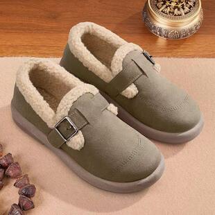 025年冬季新款厚底肯增高百搭暖豆豆鞋加女复古绒加厚保全2包勃鞋