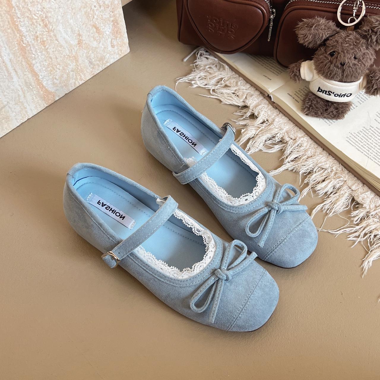 晚温晚鞋柔蝴蝶玛结丽珍单鞋女鞋内高春增季软法式鞋子芭蕾底舞鞋