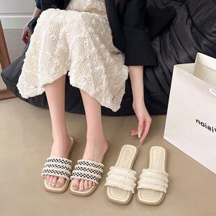 2025夏季新外款配平边底凉拖鞋女外子穿夏天女士出海沙滩裙一字拖