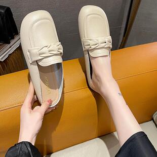 软外底半拖单鞋 半头拖包鞋 百搭无后跟懒人鞋 新款 穿年春夏女季