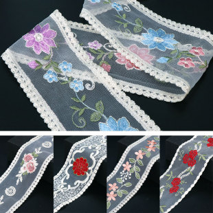 刺繡輔料花邊布料漢服中國(guó)風(fēng)蕾絲邊繡花絲帶服裝 領(lǐng)口條衣服歐根紗