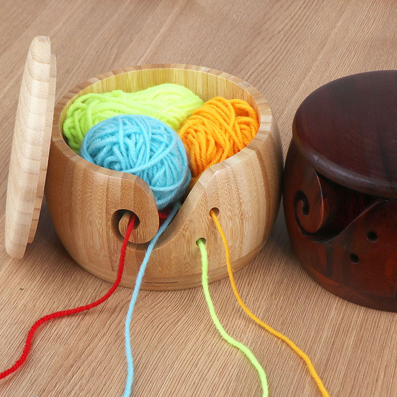 带盖竹木毛线木碗收纳编织纺织创意毛线碗圆形毛线收纳工具碗,居家布艺,收纳盒,淘宝优惠券,粉丝福利购,淘宝优惠卷