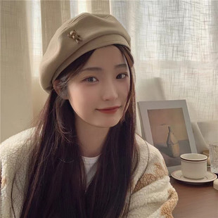 新款小头围贝雷帽女秋季贝雷帽jk学院风头围可调节可爱小熊帽子