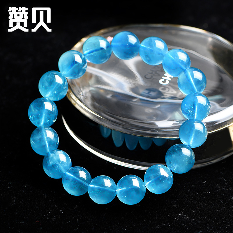 巴西天然海蓝宝手链深海蓝色