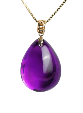 天然紫水晶项链女18K金水晶吊坠
