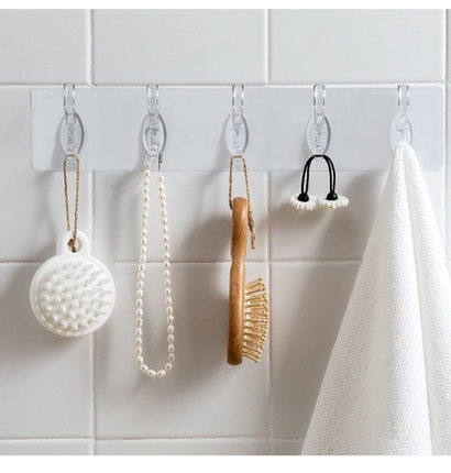 强力粘胶挂钩厨房壁挂6连排钩创意转角浴室免钉无痕挂架挂衣