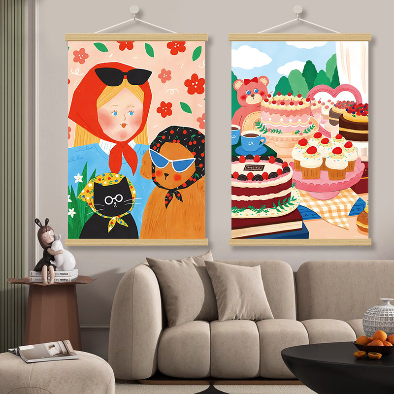 可爱插画卡通多巴胺装饰画挂画