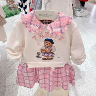 春季女童纯棉翻领毛圈棉卫衣裙TKOM231253B针织毛圈卫衣裙