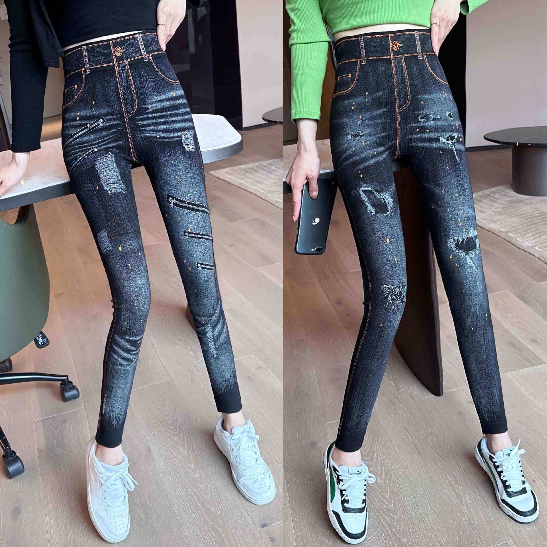 春秋新款莫代尔高弹力打底裤高腰提臀透气九分铅笔裤女外穿健身