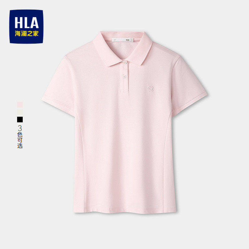 HLA/海澜之家短袖POLO衫2026春秋新款翻领硅胶印花标上衣女装