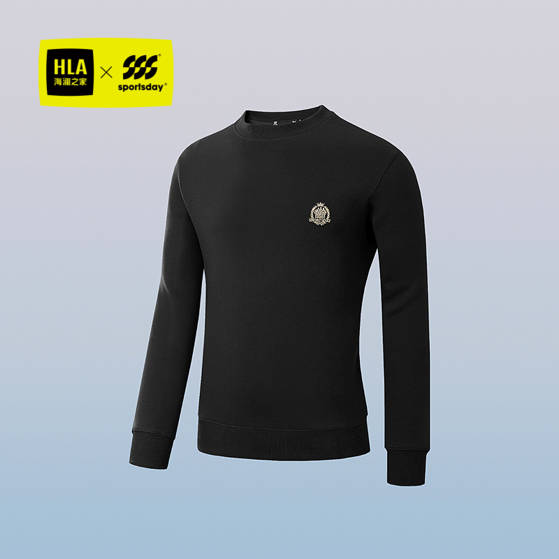 HLA/海澜之家荣耀马术sportsday卫衣26春秋新圆领精致刺绣上衣男