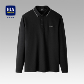 海澜之家商务长袖 翻领t恤上衣爸爸秋冬男装 polo男士 新款 冬季 HLA