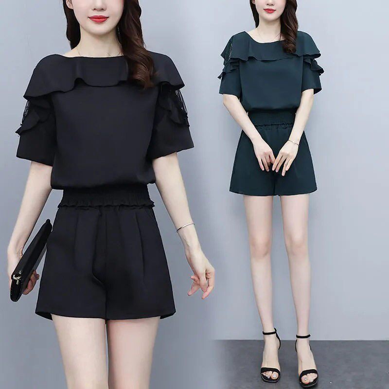胖妹妹小众丝袖显瘦套装大码女装时尚套装