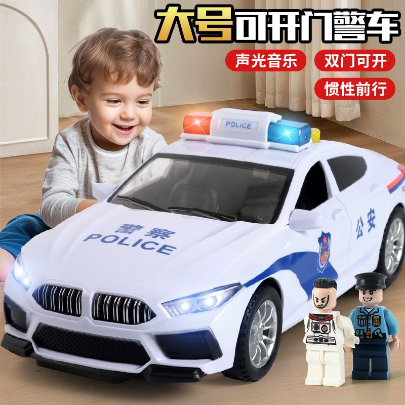 儿童礼物警车玩具男孩小汽车模型摆件跑车仿真六开门110警察车3岁
