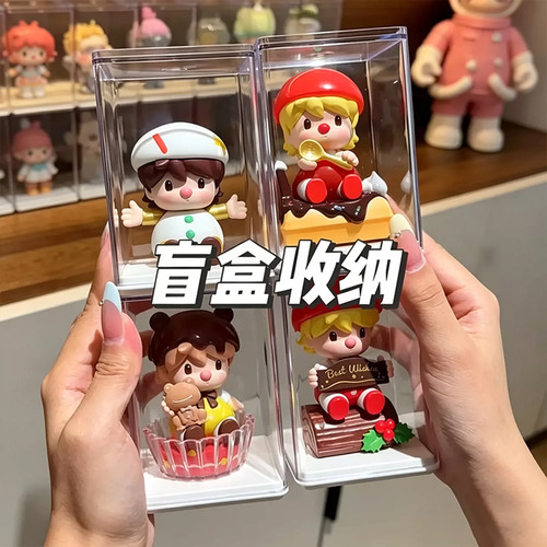 手办收纳展示架盲盒桌面泡泡玛特展示柜透明防尘亚克力公仔收纳盒
