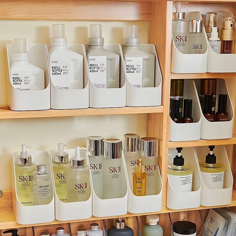 斜口塑料收纳盒桌面杂物冰箱蔬菜储物盒浴室镜柜化妆品面膜整理盒