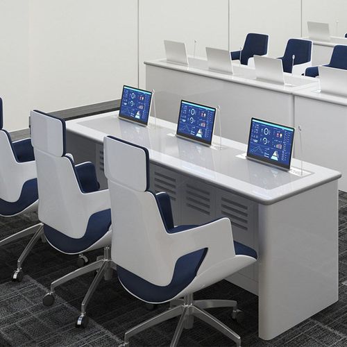 烤漆会议培训桌长条形桌会议台升降器显示屏条桌会议室简约培训桌