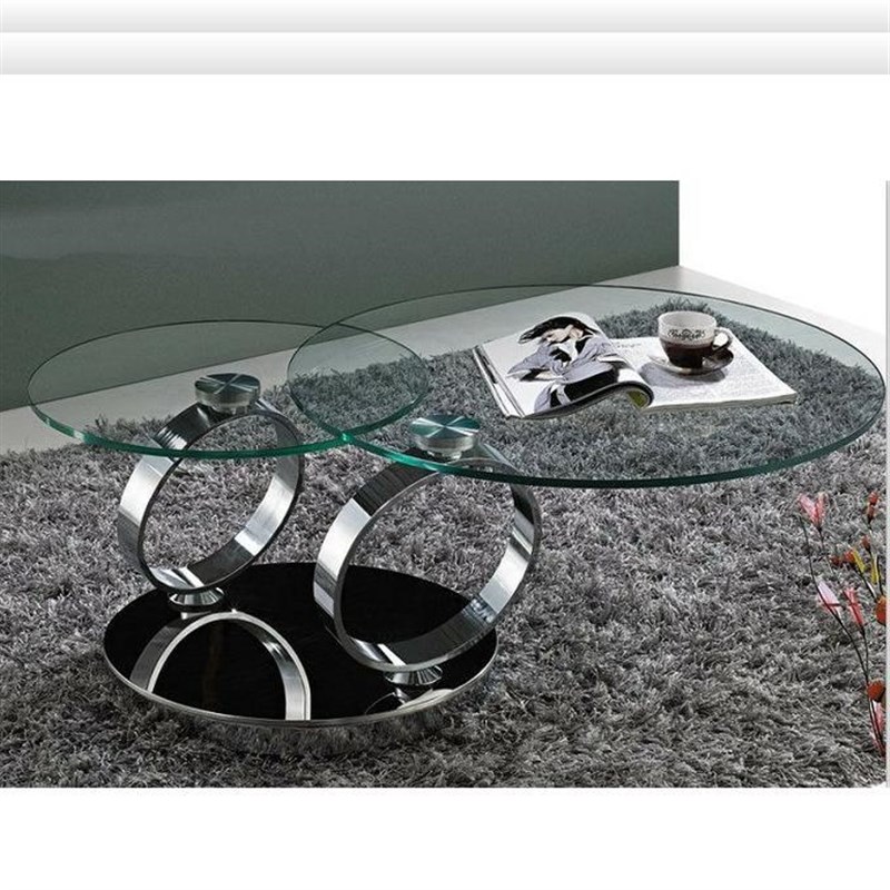 外贸出口不锈钢钢化玻璃方圆茶几时尚伸缩功能咖啡桌coffee table