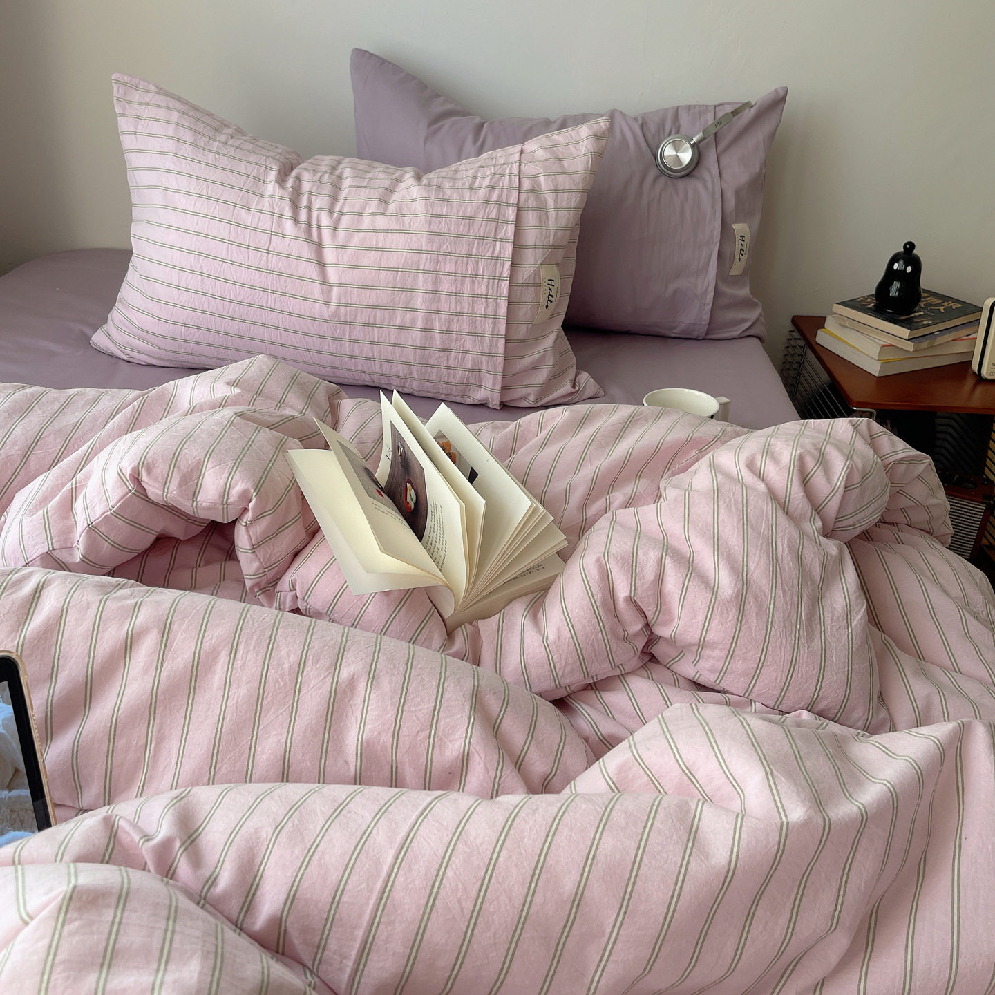 ins纯棉水洗棉床上四件套简约100全棉被套宿舍床单三件套床笠床品,床上用品,床品套件/四件套/多件套,淘宝优惠券,粉丝福利购,淘宝优惠卷