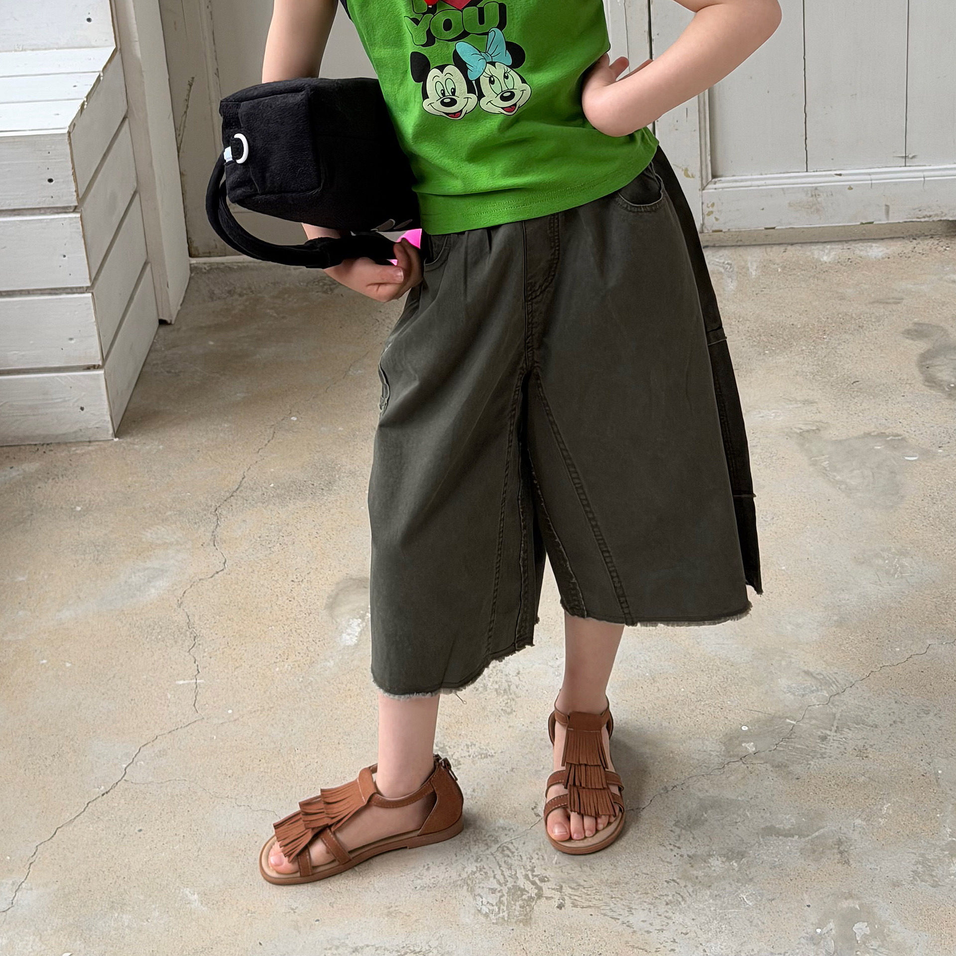 女童2026新款夏季薄款工装裤七分裤儿童百搭宽松休闲裤宝宝短裤潮