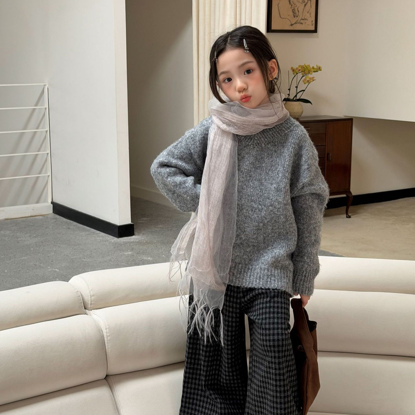 女童毛衣2026秋季新款毛衣针织衫儿童V领毛线衣宝宝套头上衣打底