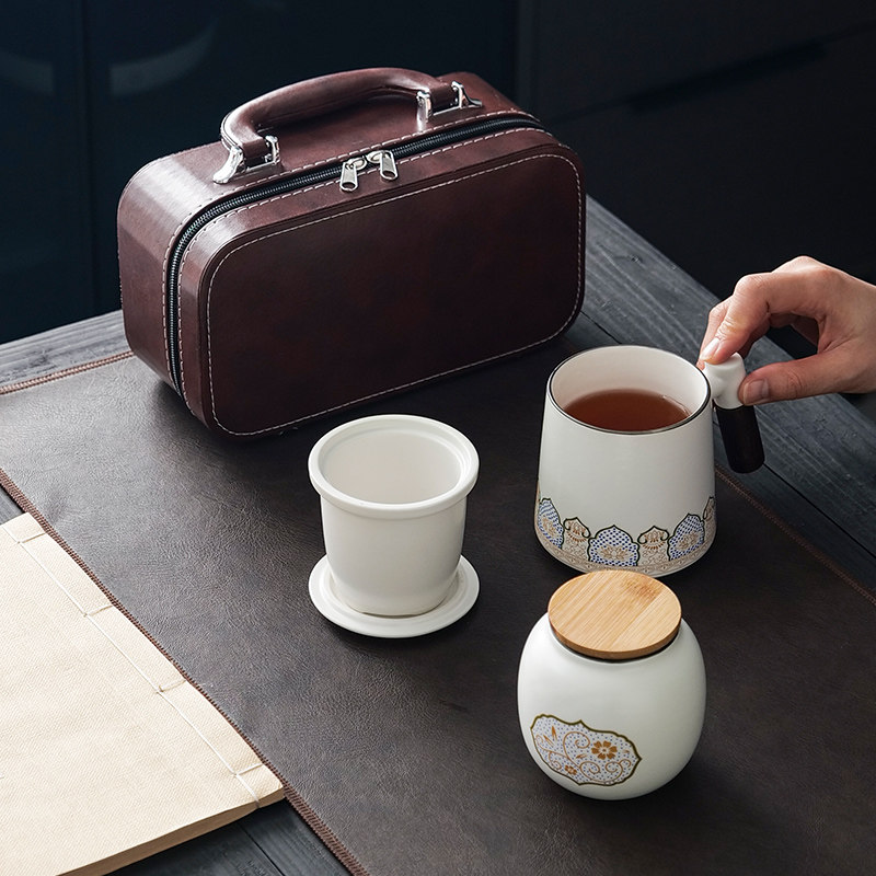 陶瓷办公杯送父母伴手礼泡茶杯 三件套礼盒装周年庆 logo创意礼品