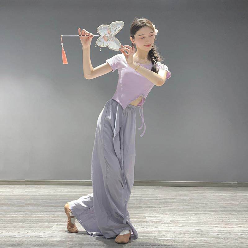 现代舞练功裤男女同款舞蹈阔腿裤中国古典舞练功服宽松飘逸跳舞裤