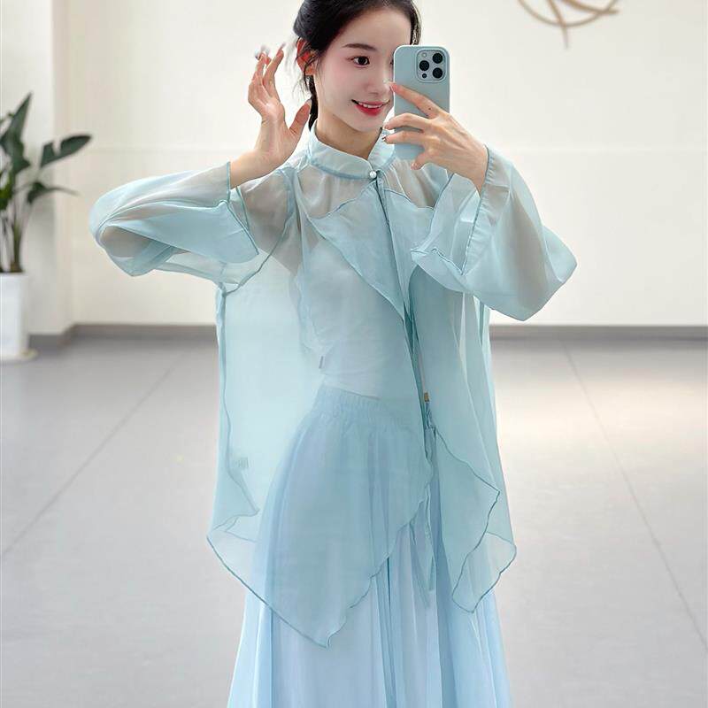 现代舞衬衫女飘逸仙气古典舞蹈服身韵上衣宽松显瘦中国舞演出服装