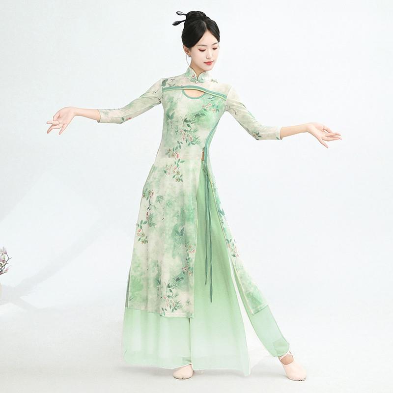 古典舞服女飘逸练功服身韵弹力纱衣中国舞扇子旗袍舞蹈服装表演服