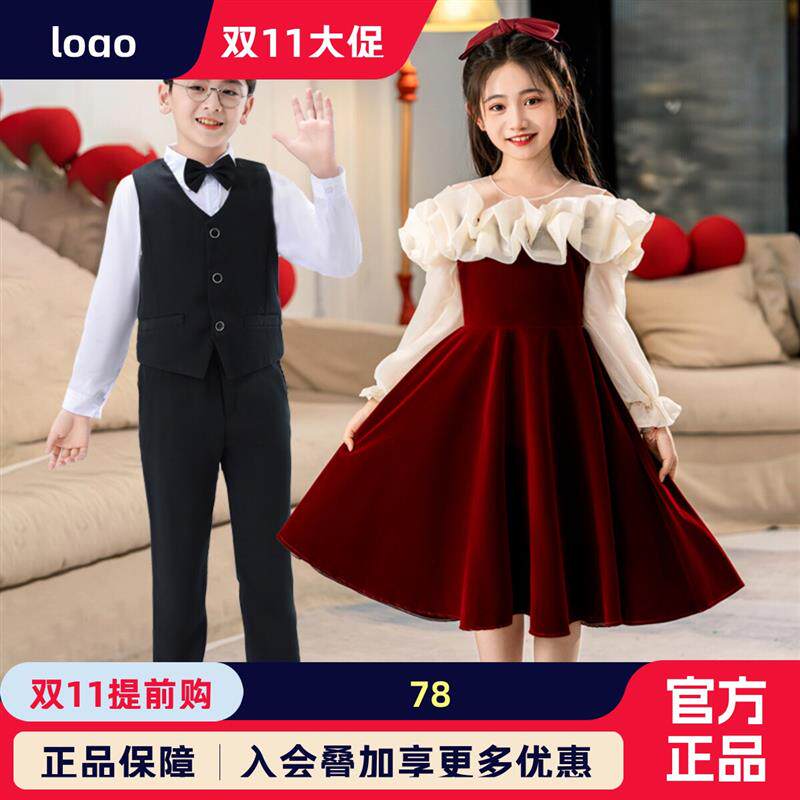 中小学生大合唱团演出服男女歌唱祖国爱国诗歌朗诵演讲比赛中国红