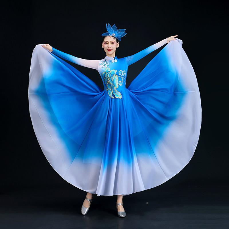 新款国开洋场舞大摆裙我和我祖舞的蹈演AWM出服装歌伴舞现代表演
