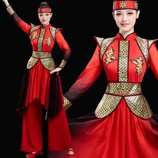 新款雪龙吟舞蹈表演服女侠客古装打鼓演出服装花木兰扇子舞成人