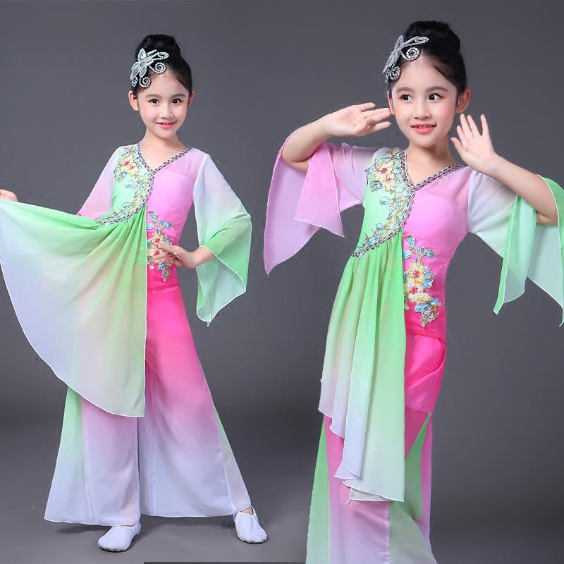 新民族舞儿蹈服装,水HIN1袖舞蹈童表演服装,古舞秧歌服装,现代