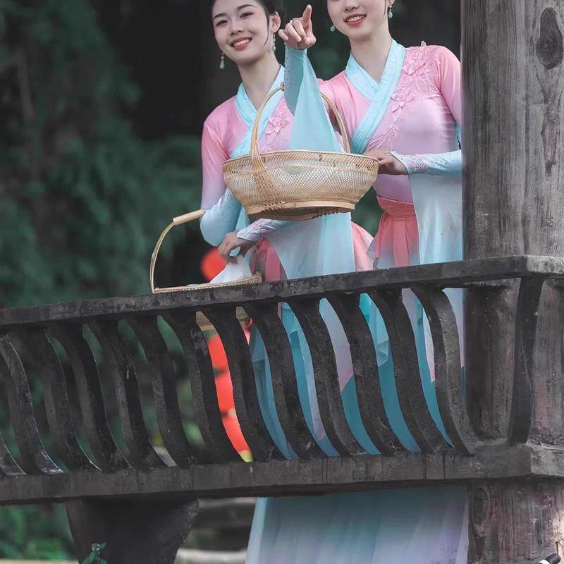 唤鱼清歌舞蹈服装仙女古装群舞演出服少女超仙飘逸纱衣古风套装
