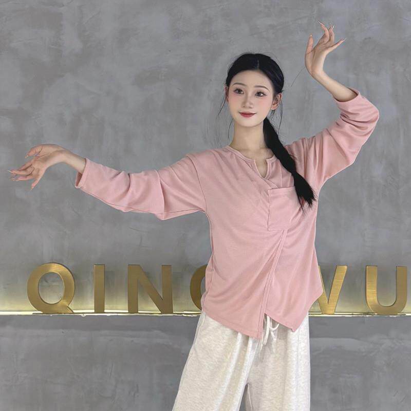 现代舞蹈服上衣宽松男女同款舞蹈长袖形体训练服中国民族舞演出服