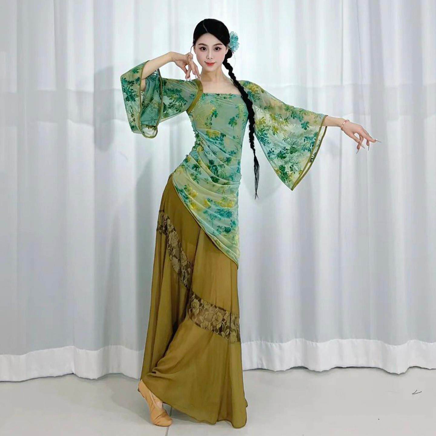 古典舞演出服成人女舞蹈服新中式改良纱衣中国舞现代舞艺考练功服